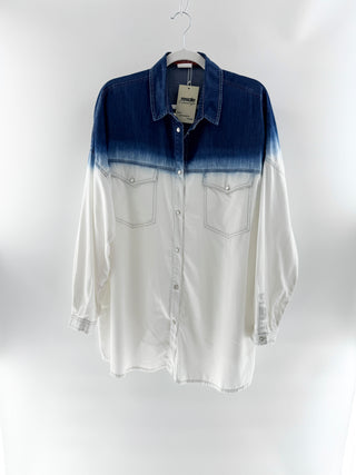 Marina Rinaldi tie dye button down shirt, US 16