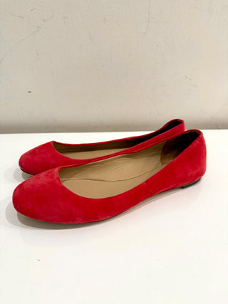 NWOT Via Spiga Slip On Suede Leather Ballet Flats Bright Red Women's Size 7M