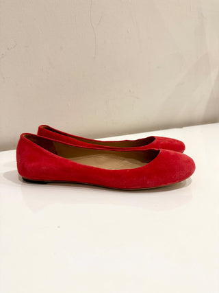 NWOT Via Spiga Slip On Suede Leather Ballet Flats Bright Red Women's Size 7M