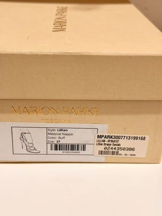 Marion Parke Lillian Nappa Leather Stilettes Strappy Sandals Buff Women's US 7