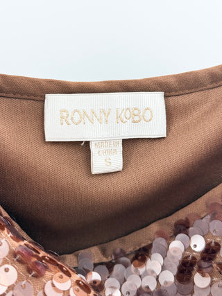 Ronny Kobo matching set sequin midi skirt and bra top, top M / bottom S