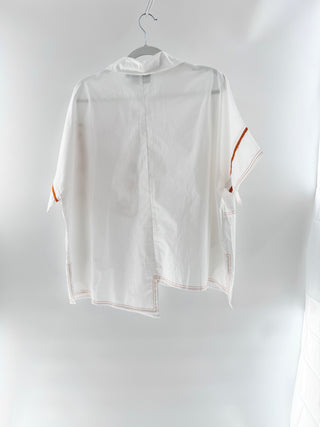 Scarlet sage embroidered blouse top, FS+ / XXL