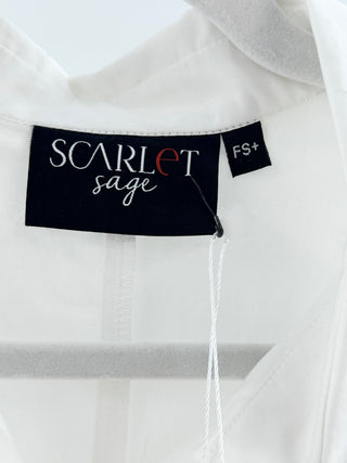 Scarlet sage embroidered blouse top, FS+ / XXL