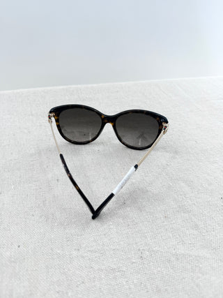 Gucci GG 3784 Black Gold Turquoise Acetate Frame Gray Lens Cateye Sunglasses