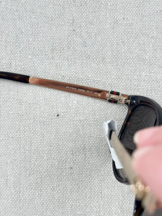 Gucci GG 3784 Black Gold Turquoise Acetate Frame Gray Lens Cateye Sunglasses