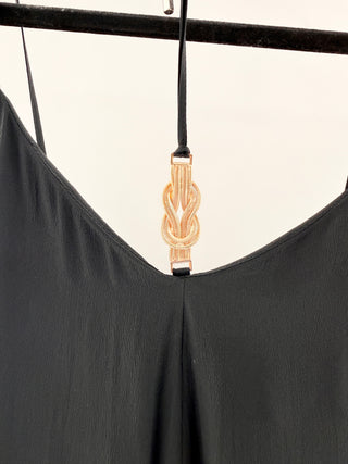 Simona Corsellini sleeveless long silk blend dress with metal detail, 44 / 12