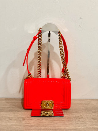 Chanel small boy bag patent leather