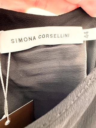 Simona Corsellini sleeveless long silk blend dress with metal detail, 44 / 12