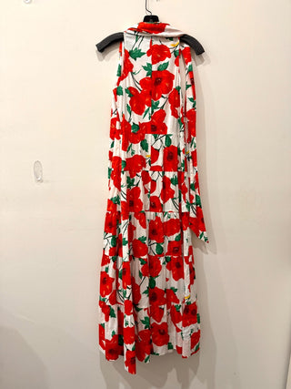 Cara Cara Adriana Floral Button Front Tie Waist Maxi Dress Pop/Tom Womens Size 2