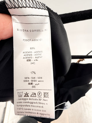 Simona Corsellini sleeveless long silk blend dress with metal detail, 44 / 12