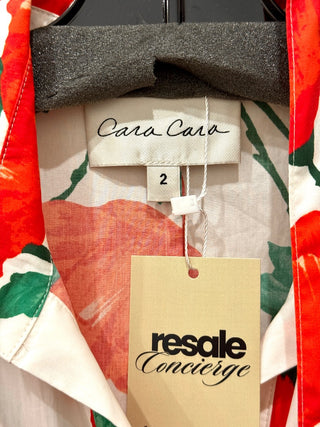 Cara Cara Adriana Floral Button Front Tie Waist Maxi Dress Pop/Tom Womens Size 2