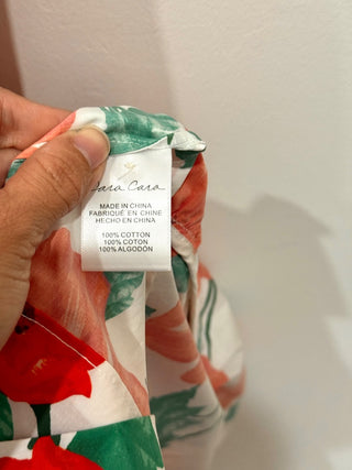 Cara Cara Adriana Floral Button Front Tie Waist Maxi Dress Pop/Tom Womens Size 2