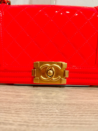 Chanel small boy bag patent leather