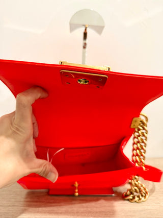 Chanel small boy bag patent leather