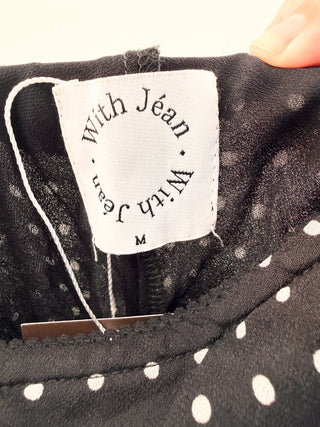 With Jean Polka dot midi skirt with picot elastic waist, m