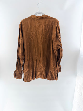 Lafayette 148 satin button down top, XL