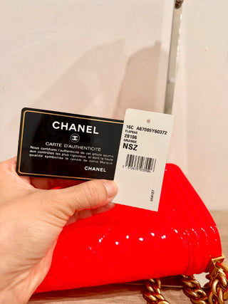 Chanel small boy bag patent leather