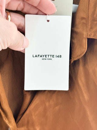 Lafayette 148 satin set button down shirt and pants, top XXL / bottom size US 18
