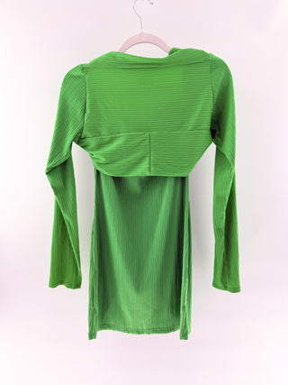 Frankies bikinis strapless mini dress with matching long sleeve bolero, M / L