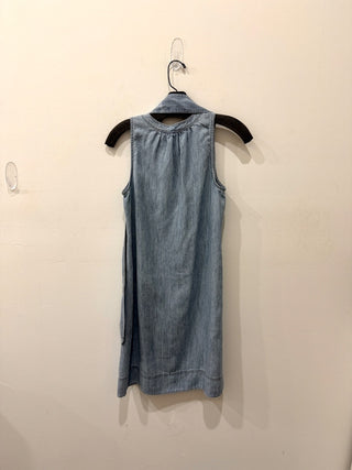 Trina Turk Anemones Chambray Self Tie Waist A-Line Mini Dress Blue Womens Sze XS