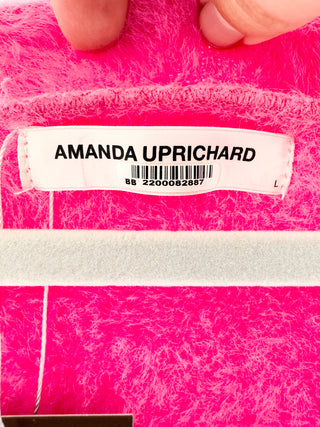 Amanda Uprichard fuzzy cropped cardigan with pearl button closure, L