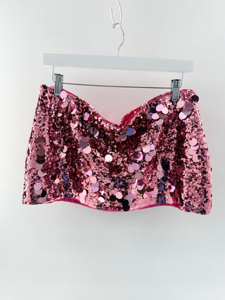 Guizio Sequin low rise mini skirt, L