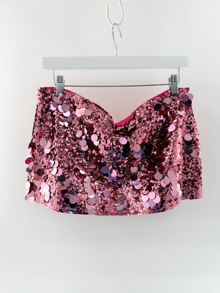 Guizio Sequin low rise mini skirt, L