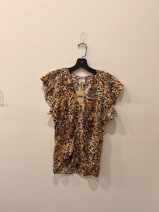 Isabel Marant Lonea Animal Print Flutter Sleeve V-Neck Blouse Natural Women 38/M