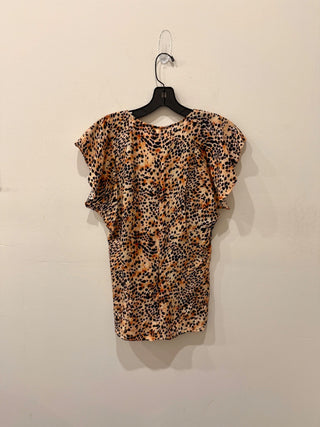 Isabel Marant Lonea Animal Print Flutter Sleeve V-Neck Blouse Natural Women 38/M