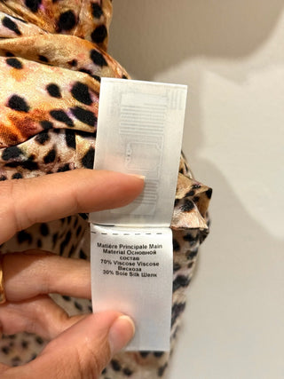 Isabel Marant Lonea Animal Print Flutter Sleeve V-Neck Blouse Natural Women 38/M