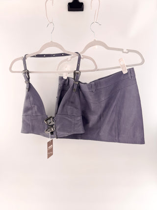 Dundas x Revolve leather mini skirt with buckle strap detailing & matching cropped halter, M / M