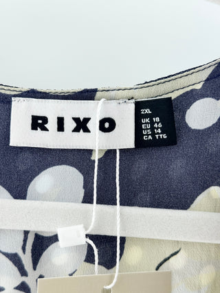 Rixo silk long pattern dress, XXL