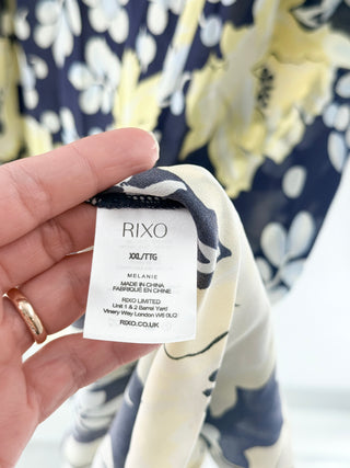 Rixo silk long pattern dress, XXL