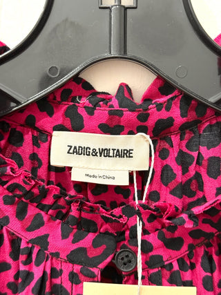 Zadig & Voltaire Titus Print Leo Tunic Shirt Blouse Framboise Women's Size Small