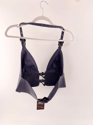 Dundas x Revolve leather mini skirt with buckle strap detailing & matching cropped halter, M / M