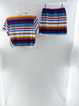 Missoni zig zag terry cloth set polo crop top and wrap mini skirt, IT 36 / 0 US