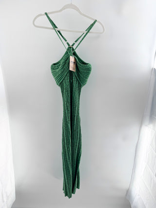 Cult Gaia Elfreda Cutout Rib Knit Bodycon Midi Dress Emerald Green Womens Medium