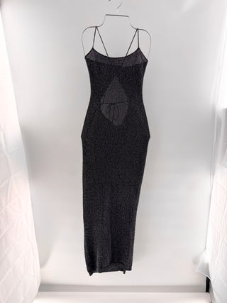 Lovers and Friends Metallic knit strappy maxi dress with open back detail, m
