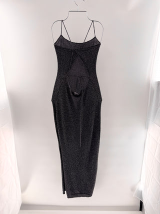 Lovers and Friends Metallic knit strappy maxi dress with open back detail, m