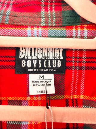 Billionaire Boys Club Plaid cotton flannel shirt with embroidered graphic details, M