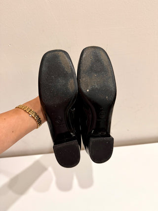 Chanel Patent Leather Low Heel Ballerina Moccasins Pumps Black Women's Size 38.5