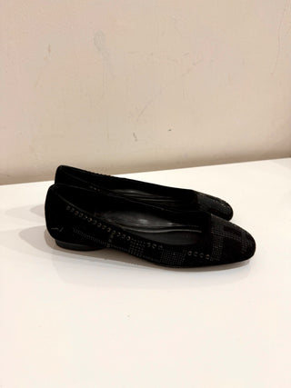 Donald J. Pliner Rhinestones Slip On Dre-ks Ballet Flat Shoes Black Women's 7.5