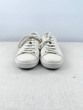 Gucci Ace GG Embossed Leather Low Top Comfort Sneakers Cream Women's Size EU 36