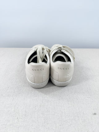 Gucci Ace GG Embossed Leather Low Top Comfort Sneakers Cream Women's Size EU 36