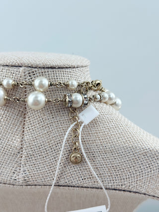 Chanel long vintage necklace with crystals and bows