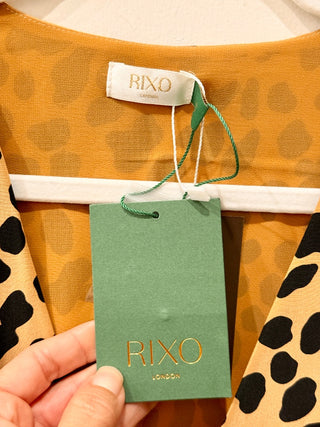 Rixo 100% silk leopard print maxi dress, US 6