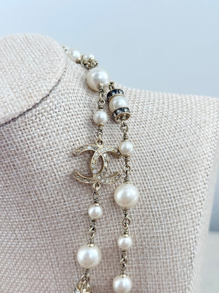 Chanel long vintage necklace with crystals and bows