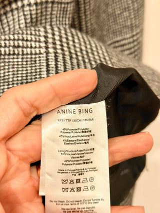 Anine Bing plaid oversized blazer wool blend, XXS - oversized
