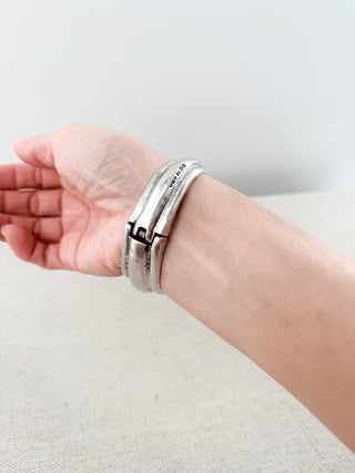 Uno de 50 chunky silver bracelet
