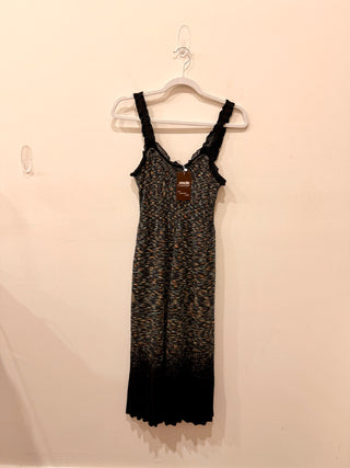 Missoni knit vintage midi dress with pleated trim, S